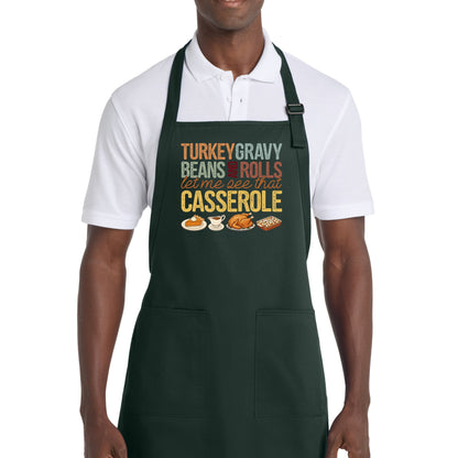 Turkey, Gravy, Beans & Rolls - Thanksgiving Port Authority® Full-Length Apron with Pockets