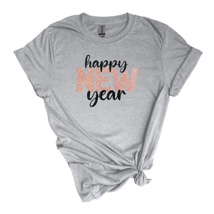 Happy New Year Glitter Tee - Adult Soft-style T-shirt