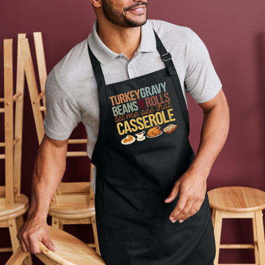 Turkey, Gravy, Beans & Rolls - Thanksgiving Port Authority® Full-Length Apron with Pockets
