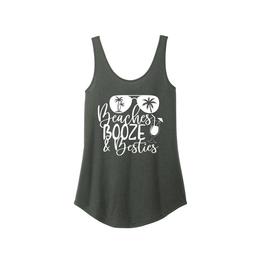 Beaches Booze &amp; Besties - Camiseta sin mangas divertida para mujer