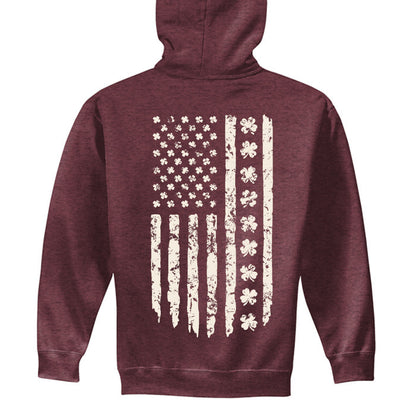 Shamrock Distressed American Flag - Gildan Heavy Blend Hoodie