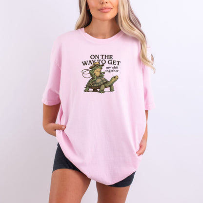 On the way to get my Shit Together - Funny Frog & Turtle Comfort Colors ® Heavyweight Ring Spun T-shirt