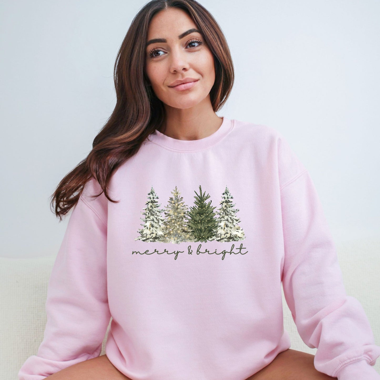 Merry & Bright - Christmas Trees on Heavy Cotton Crewneck