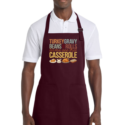 Turkey, Gravy, Beans & Rolls - Thanksgiving Port Authority® Full-Length Apron with Pockets
