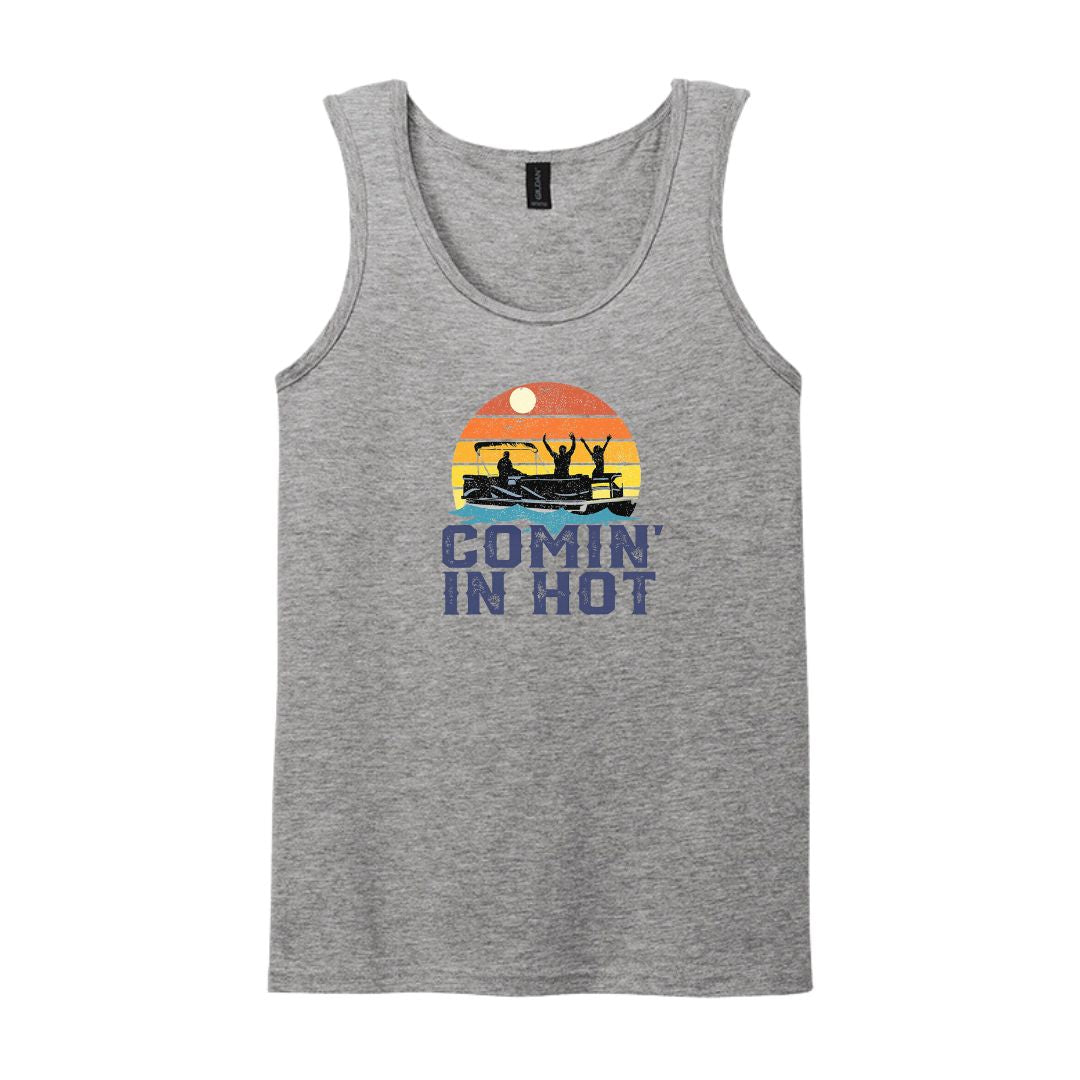 COMING IN HOT! - Fun Pontoon Boat Tee or Tank - Available in Men's or Women's