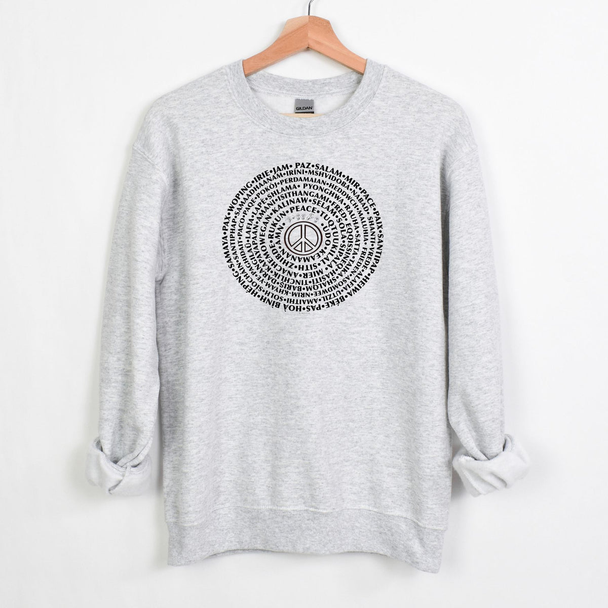 Can You Say PEACE - Gildan Crewneck - artwork designed by Cynthia NeJame
