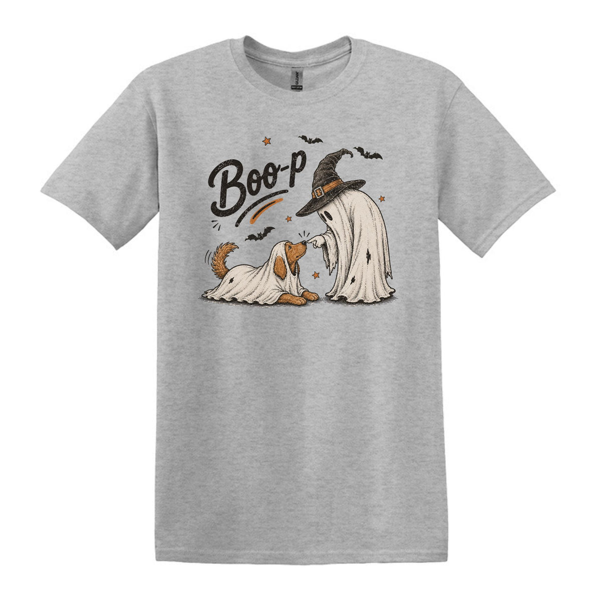 BOO-P! - Adorable Ghost and Dog Heavy Cotton Unisex T-shirt
