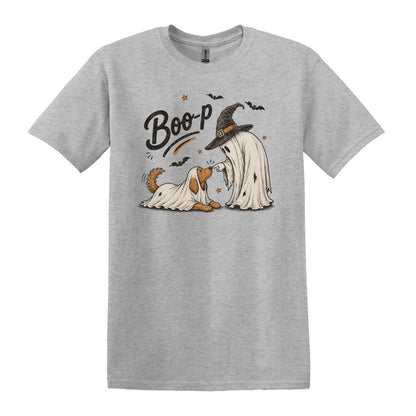 BOO-P! - Adorable Ghost and Dog Heavy Cotton Unisex T-shirt