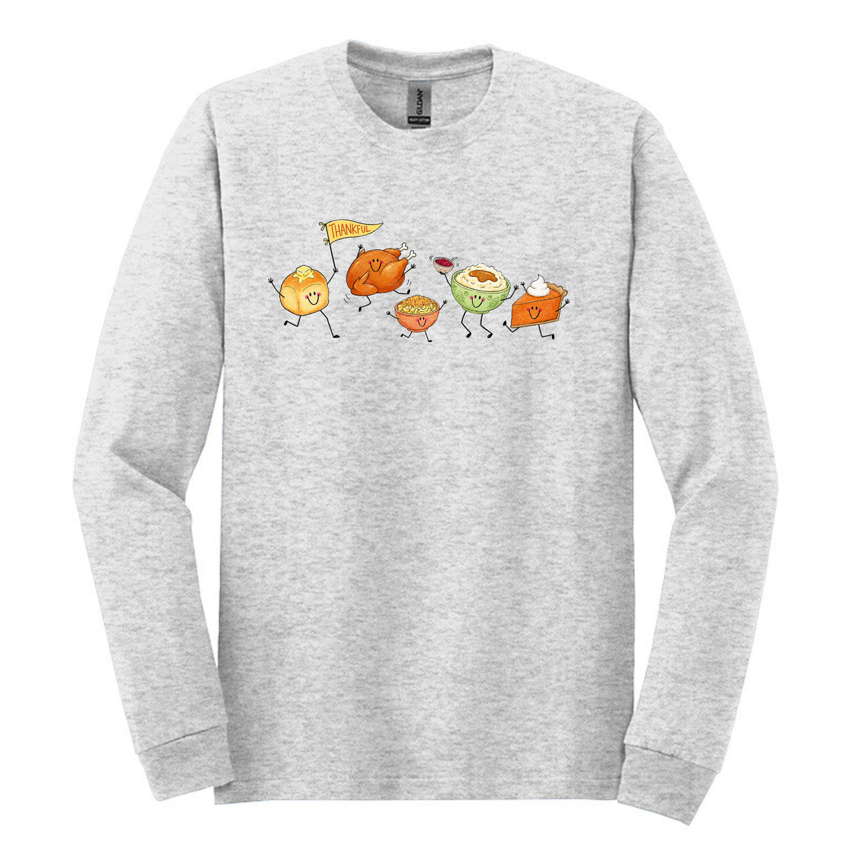 Thankful Fun Doodle Art | Gildan® Heavy Cotton™ 100% Cotton Long Sleeve T-Shirt