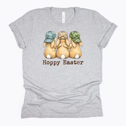 Hoppy Easter - Bunnies with Camo Hats - BELLA+CANVAS ® Unisex Jersey Short Sleeve Tee