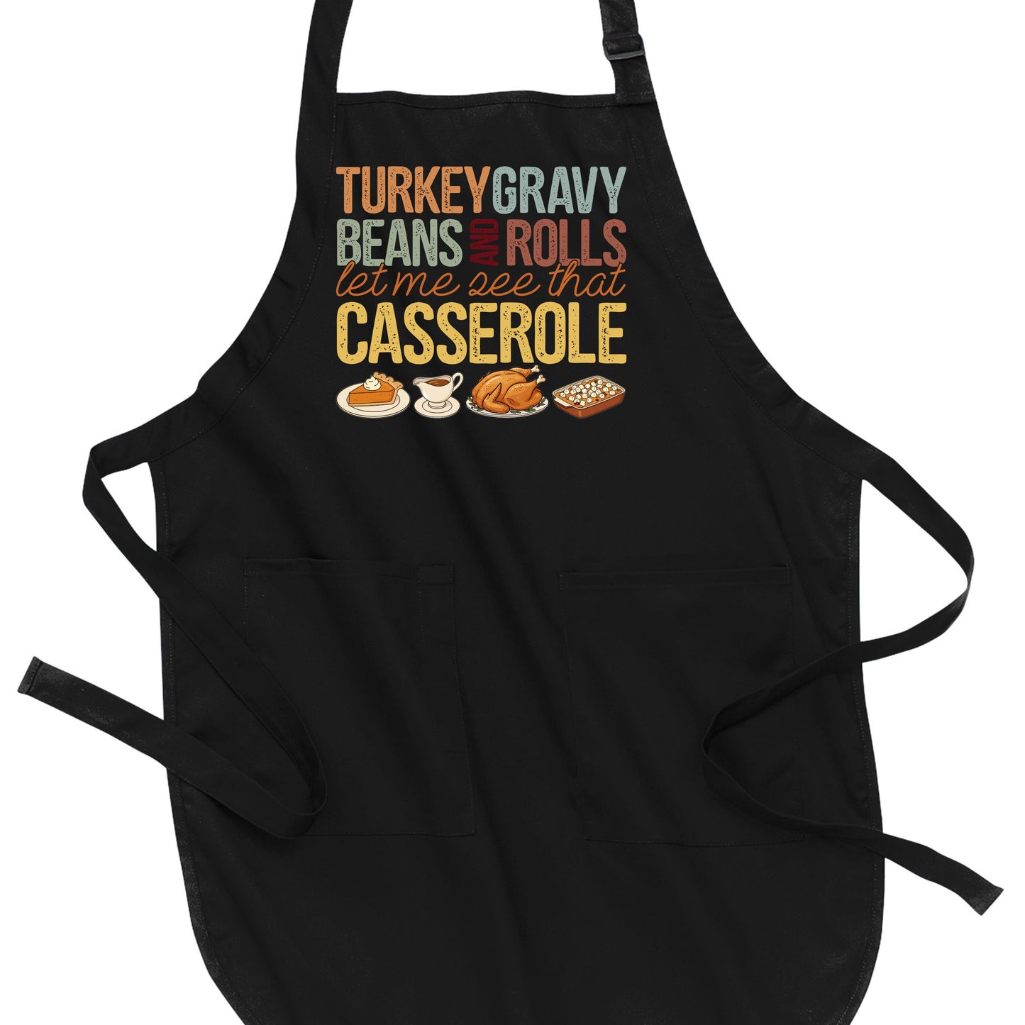Turkey, Gravy, Beans & Rolls - Thanksgiving Port Authority® Full-Length Apron with Pockets