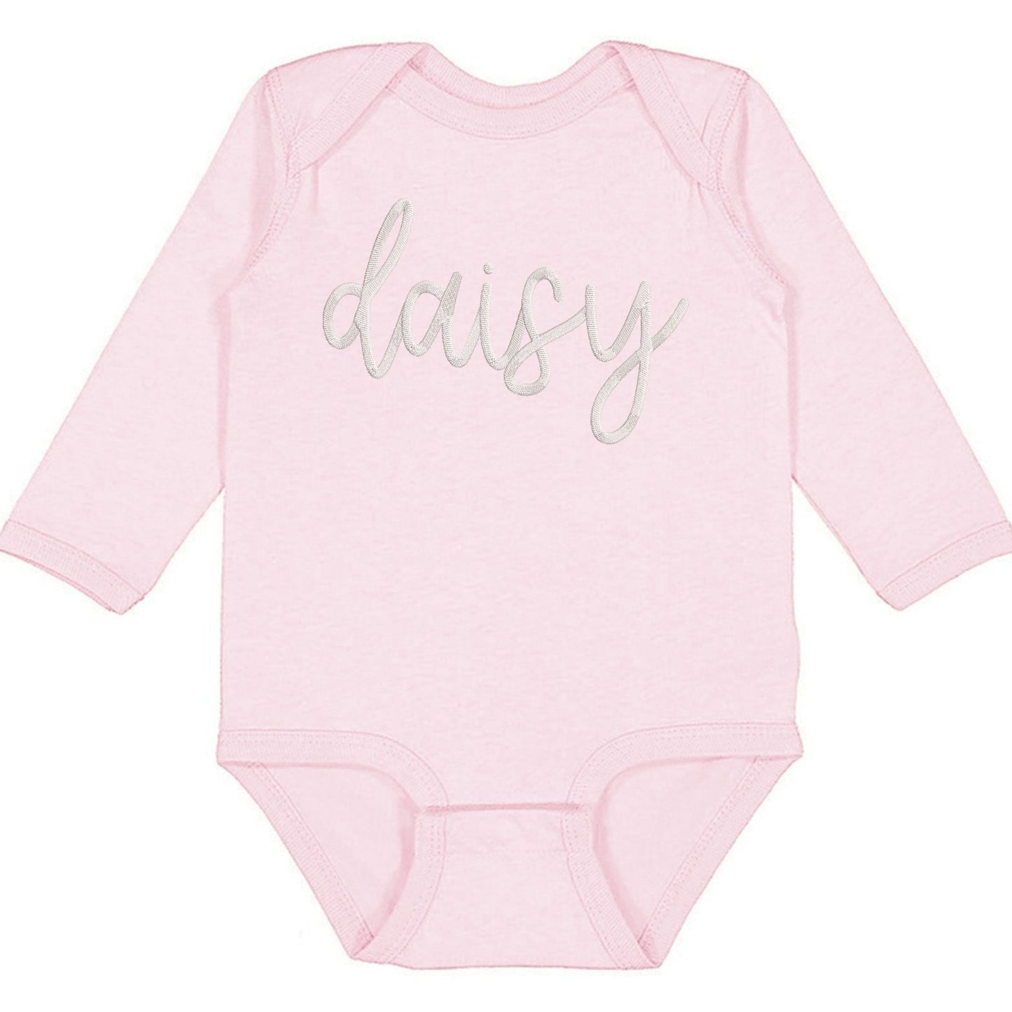 Faux Embroidery Baby Name - Infant Long Sleeve Bodysuit