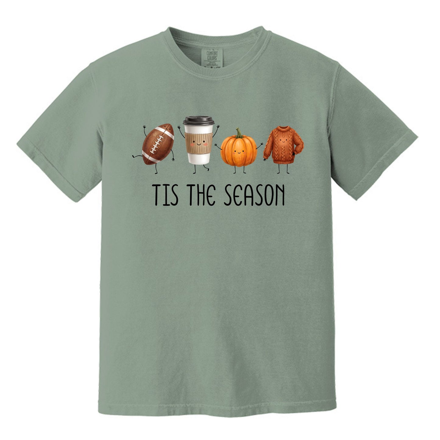 Tis' The Season | Football, Coffee, Pumpkins & Sweaters | Comfort Colors® Doodle Art T-Shirt