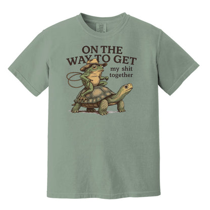 On the way to get my Shit Together - Funny Frog & Turtle Comfort Colors ® Heavyweight Ring Spun T-shirt