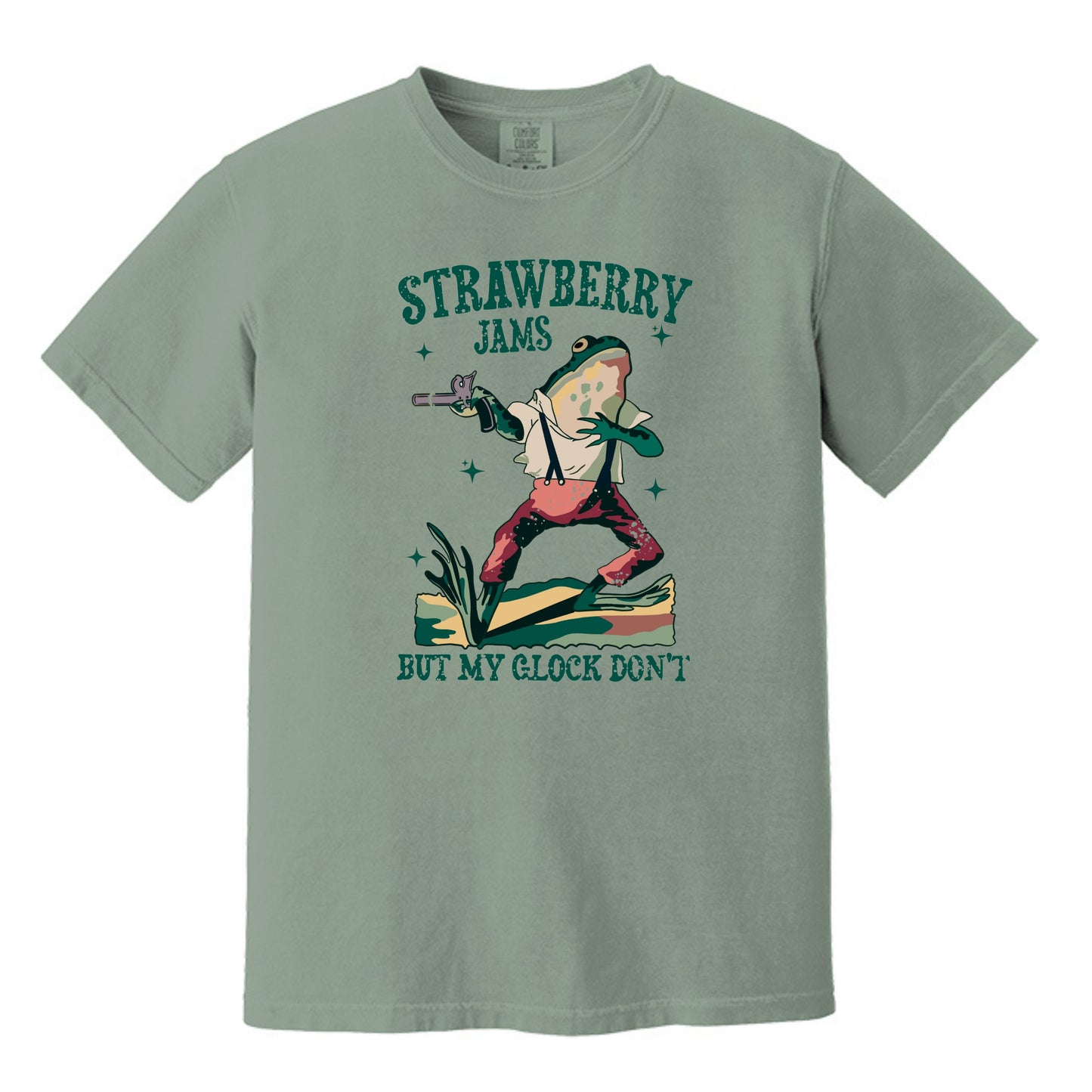 Strawberry Jams but my Glock Don't - Funny Frog Meme Comfort Colors ® Heavyweight Ring Spun T-shirt