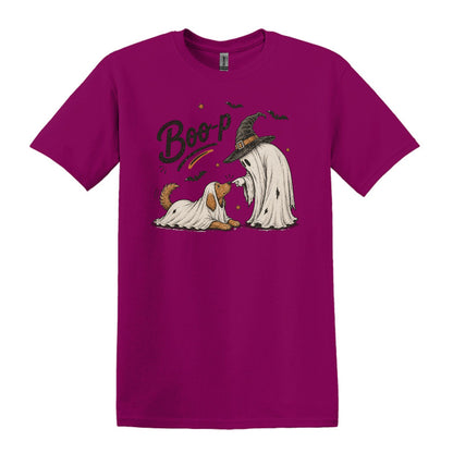 BOO-P! - Adorable Ghost and Dog Heavy Cotton Unisex T-shirt