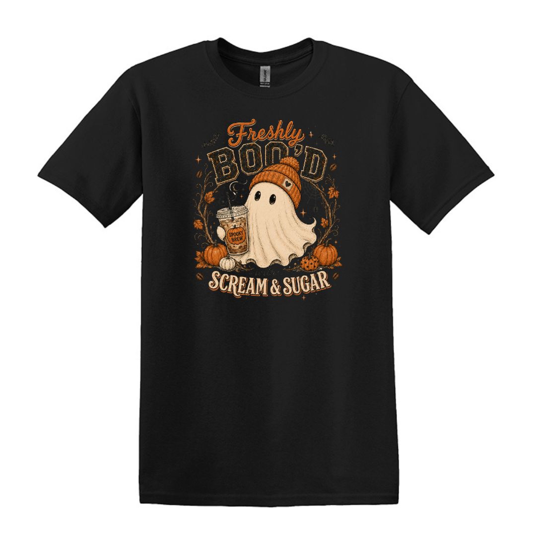 Freshly Boo'd | Scream & Sugar - Fall themed Heavy Cotton Unisex T-shirt