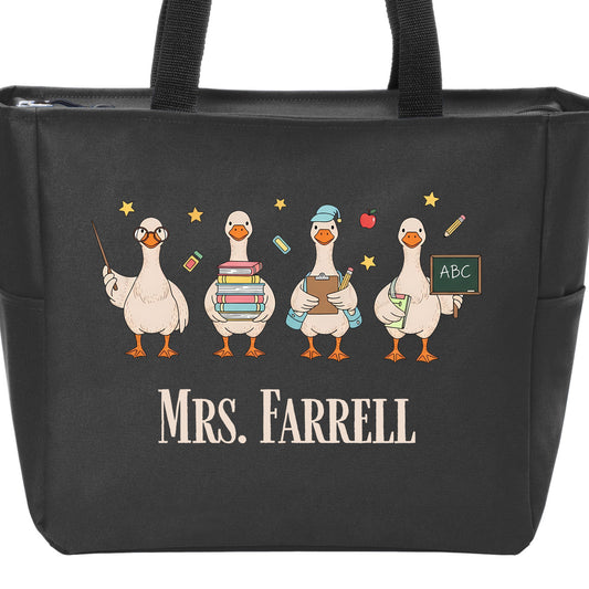Teacher Goose Port Authority® Essential Zip Tote - Personalize with your Teacher's Name