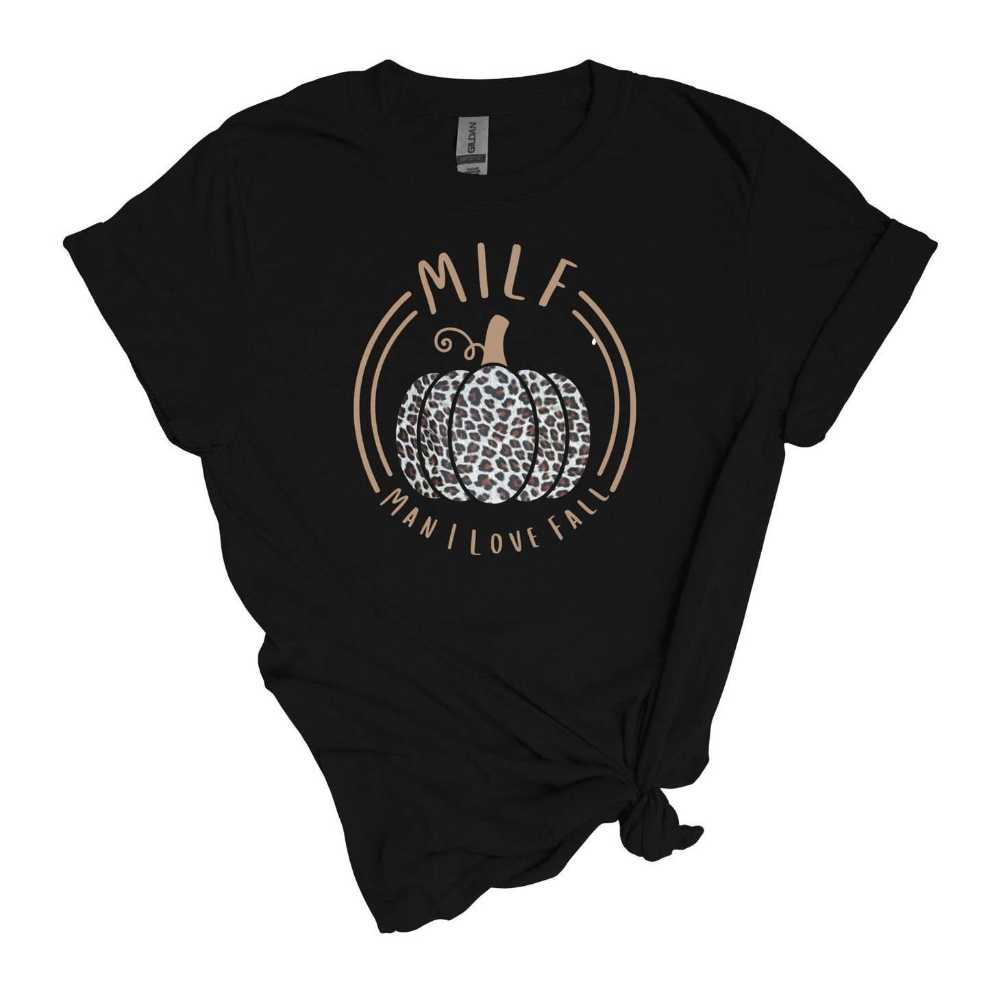 MILF T-shirt - Man I Love Fall - Funny leopard pumpkin Adult Soft-style T-shirt