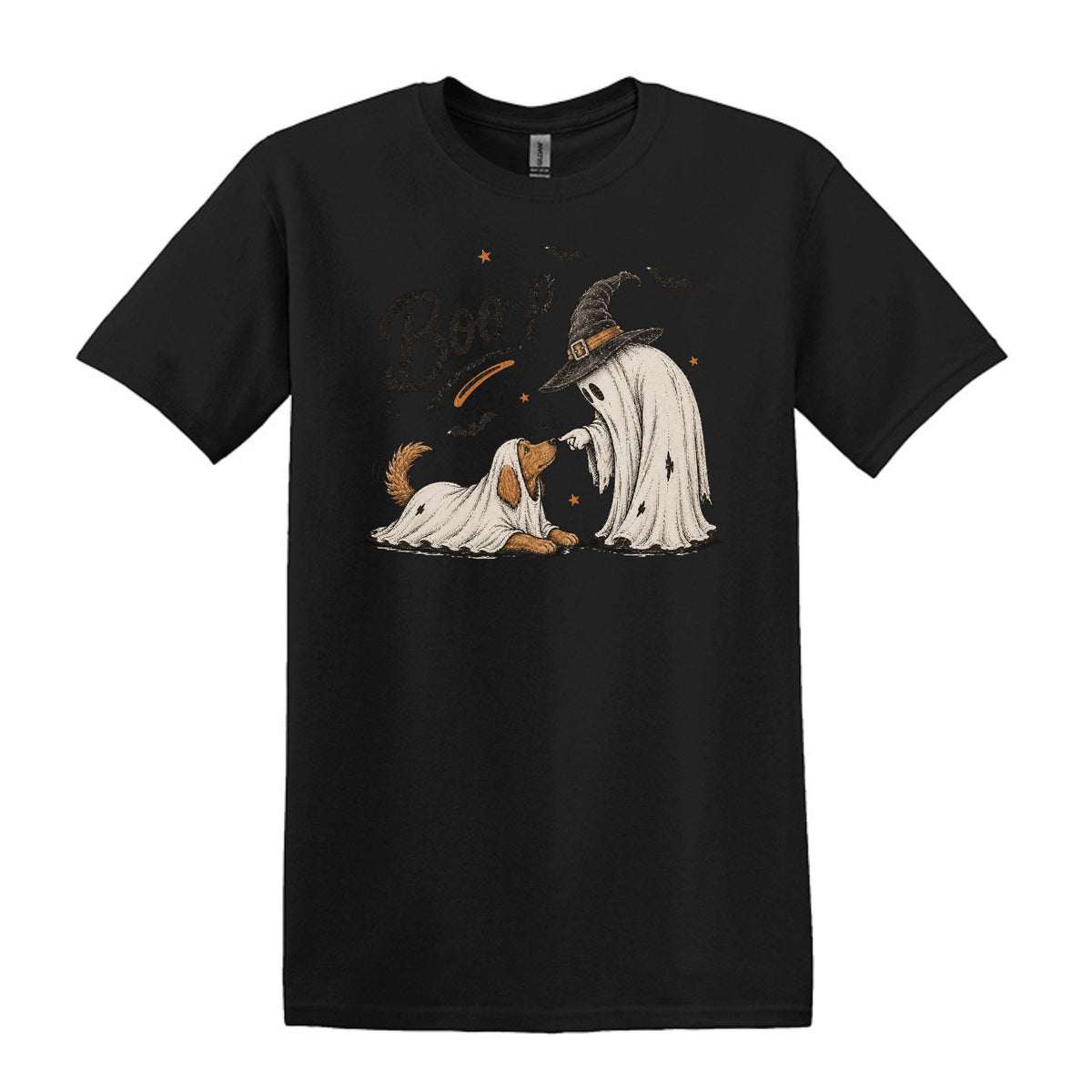 BOO-P! - Adorable Ghost and Dog Heavy Cotton Unisex T-shirt