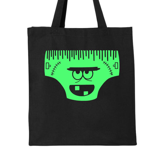 Creepy neon green face tote bag -14L