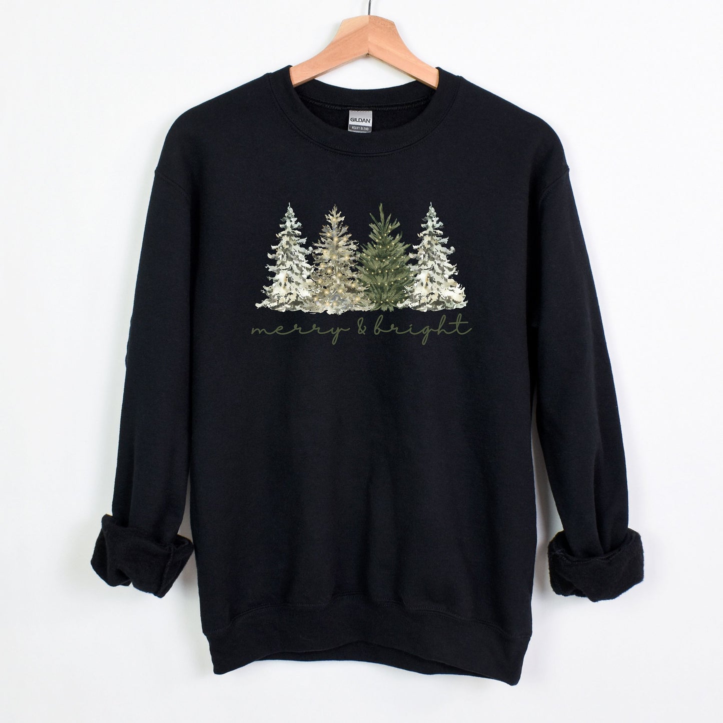 Merry & Bright - Christmas Trees on Heavy Cotton Crewneck