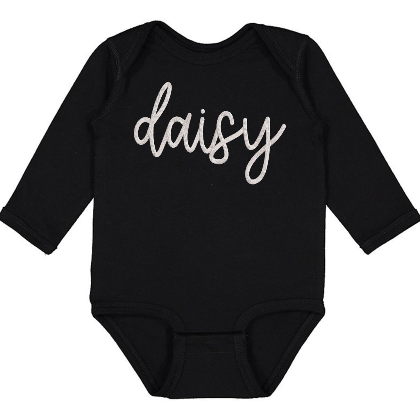 Faux Embroidery Baby Name - Infant Long Sleeve Bodysuit