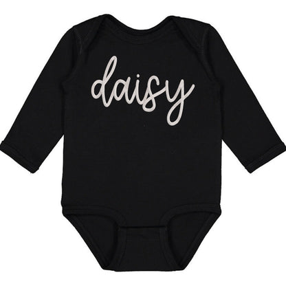 Faux Embroidery Baby Name - Infant Long Sleeve Bodysuit