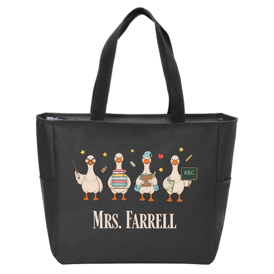 Teacher Goose Port Authority® Essential Zip Tote - Personalize with your Teacher's Name