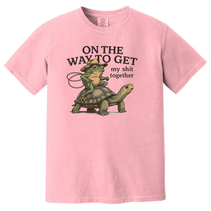 On the way to get my Shit Together - Funny Frog & Turtle Comfort Colors ® Heavyweight Ring Spun T-shirt