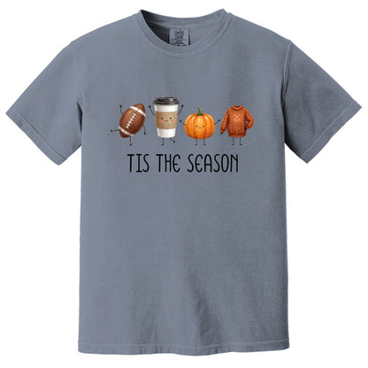 Tis' The Season | Football, Coffee, Pumpkins & Sweaters | Comfort Colors® Doodle Art T-Shirt