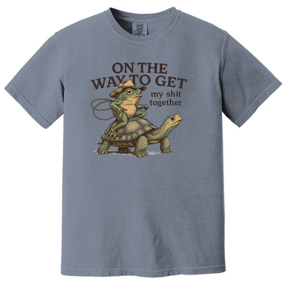 On the way to get my Shit Together - Funny Frog & Turtle Comfort Colors ® Heavyweight Ring Spun T-shirt