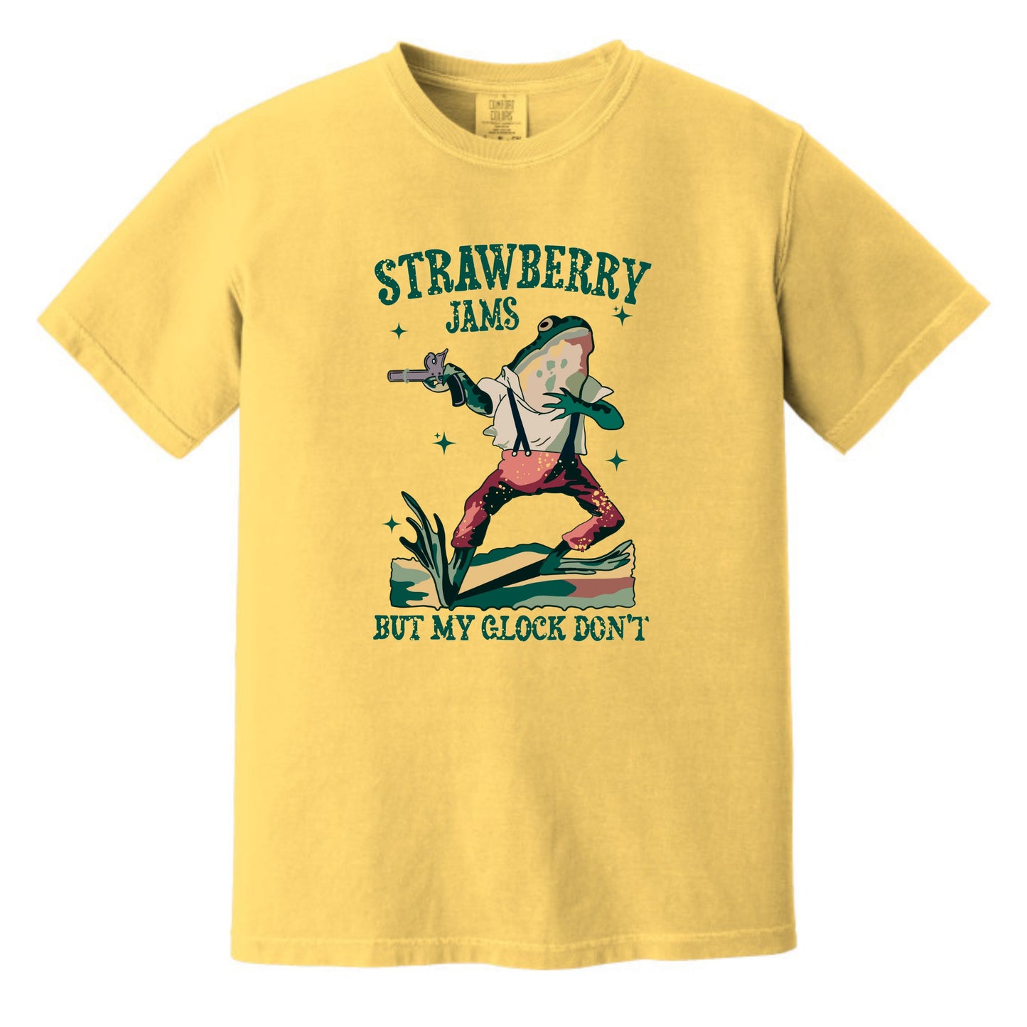 Strawberry Jams but my Glock Don't - Funny Frog Meme Comfort Colors ® Heavyweight Ring Spun T-shirt