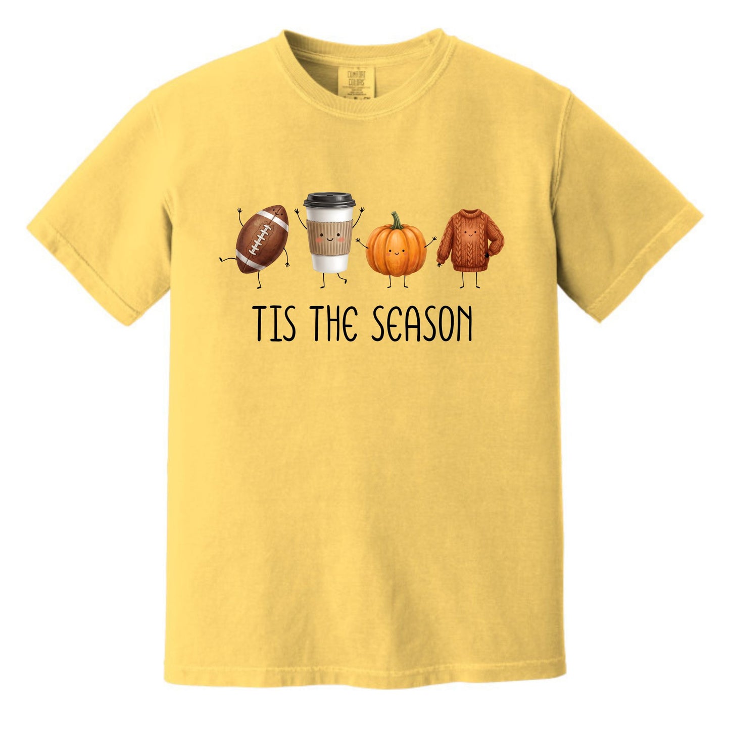 Tis' The Season | Football, Coffee, Pumpkins & Sweaters | Comfort Colors® Doodle Art T-Shirt