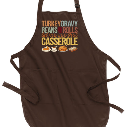 Turkey, Gravy, Beans & Rolls - Thanksgiving Port Authority® Full-Length Apron with Pockets