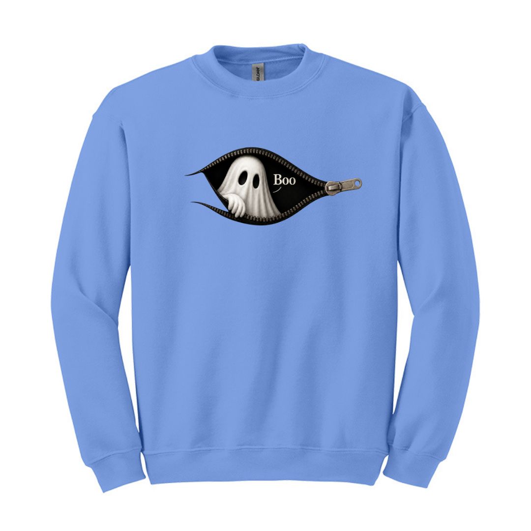 Boo - Cute Peeking Ghost - Gildan Crewneck
