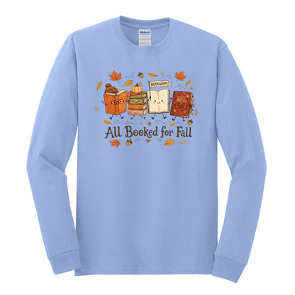 All Booked for Fall - Fun Doodle Design | Gildan® Heavy Cotton™ 100% Cotton Long Sleeve T-Shirt