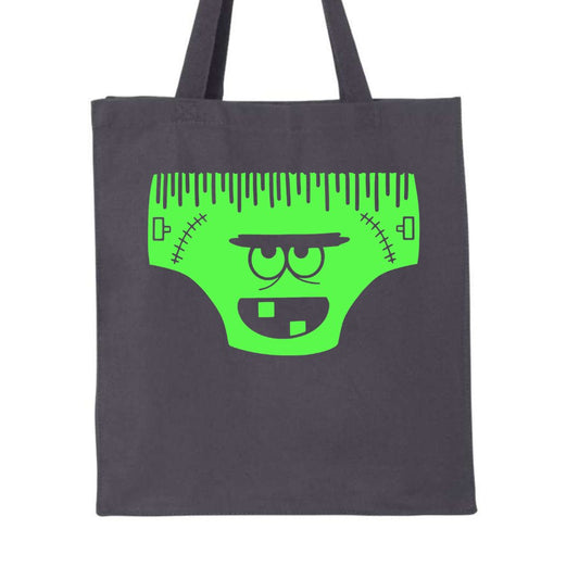 Creepy neon green face tote bag -14L
