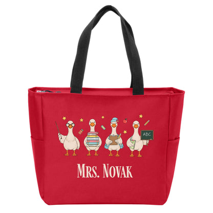 Teacher Goose Port Authority® Essential Zip Tote - Personalize with your Teacher's Name