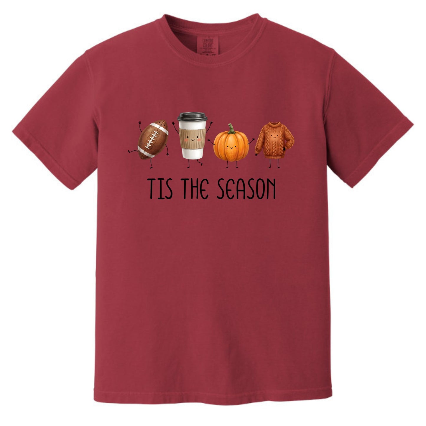 Tis' The Season | Football, Coffee, Pumpkins & Sweaters | Comfort Colors® Doodle Art T-Shirt