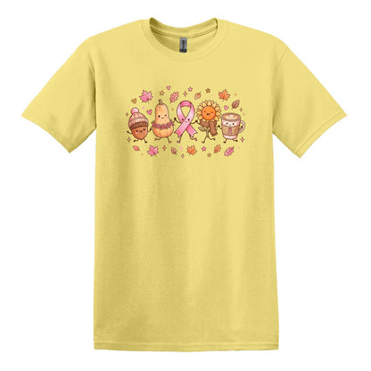 Fall Themed Doodle Art - Breast Cancer Awareness - Gildan Softstyle T-shirt