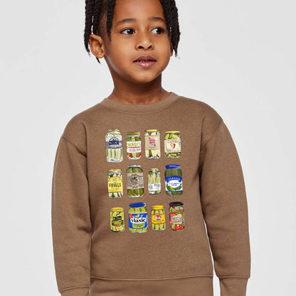 Pickle Jar Drawing Toddler Fleece Crewneck Sweatshirt - For Pickle Lovers Only