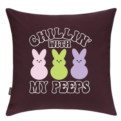 Chillin' with my Peeps - Funda de almohada de Pascua de 18" x 18"