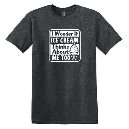 I wonder if Ice Cream thinks about me too - Adult Unisex Soft T-shirt