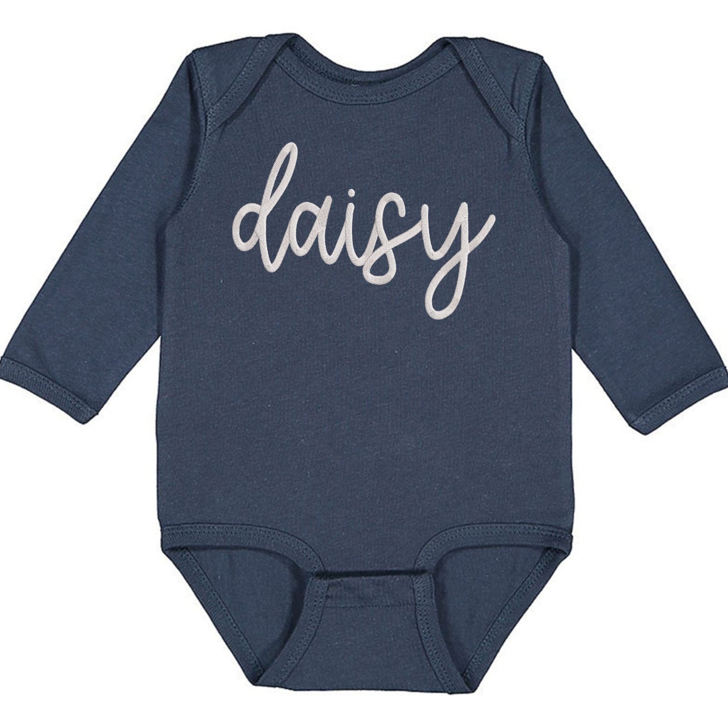 Faux Embroidery Baby Name - Infant Long Sleeve Bodysuit