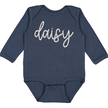 Faux Embroidery Baby Name - Infant Long Sleeve Bodysuit