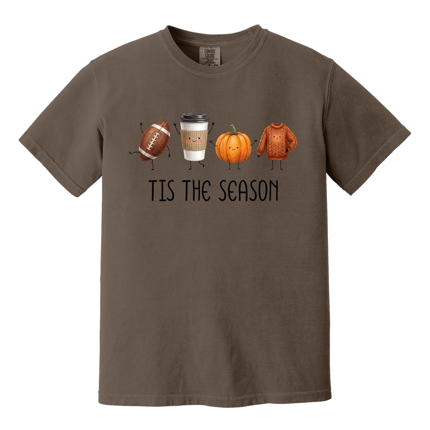 Tis' The Season | Football, Coffee, Pumpkins & Sweaters | Comfort Colors® Doodle Art T-Shirt
