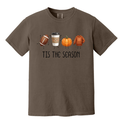 Tis' The Season | Football, Coffee, Pumpkins & Sweaters | Comfort Colors® Doodle Art T-Shirt