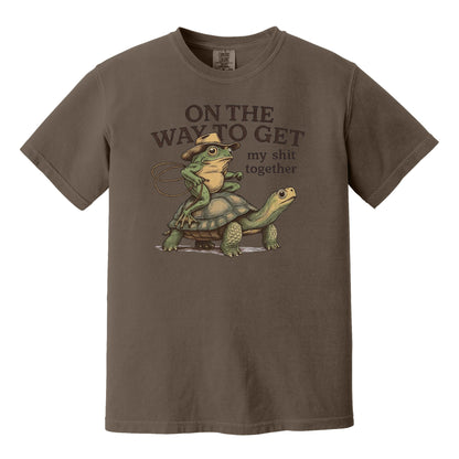 On the way to get my Shit Together - Funny Frog & Turtle Comfort Colors ® Heavyweight Ring Spun T-shirt