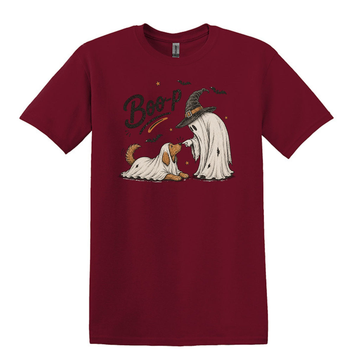 BOO-P! - Adorable Ghost and Dog Heavy Cotton Unisex T-shirt